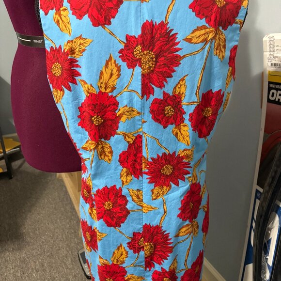 MADISON STUDIO LADIES DRESS SIZE 12P TROPICAL FLOWERS SLEEVELESS PETITE COTTON - Picture 3 of 3